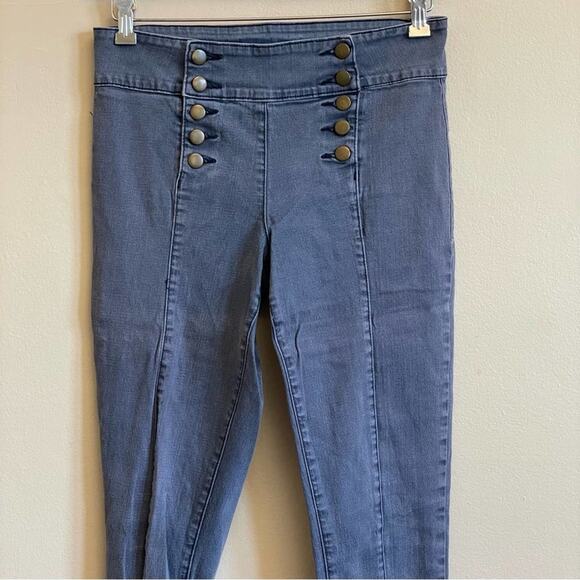 Forever 21 29 blue skinny pants Pirate Vibes mid-rise button - Picture 2 of 8